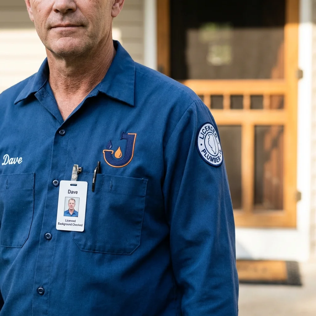 Licensed plumber showing ID badge in Annville, PA