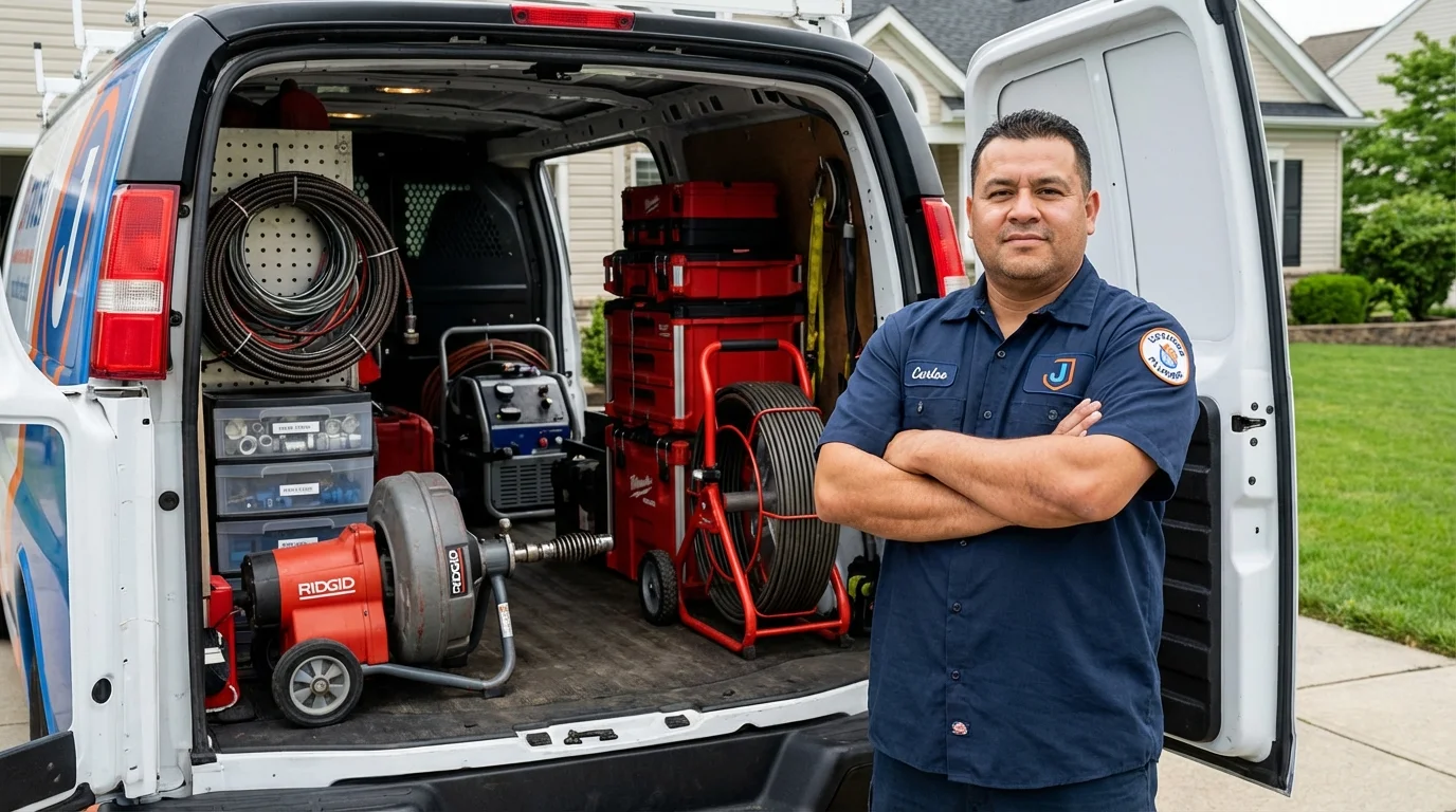 Professional drain cleaning equipment and Johns Plumbing LLC plumber in Annville
