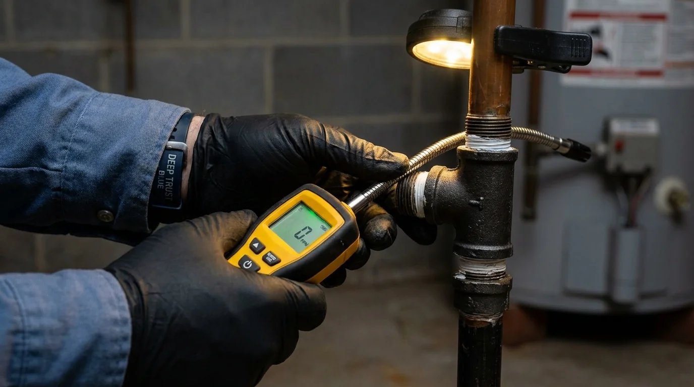 Gas leak detection with electronic sniffer by Johns Plumbing LLC in Annville
